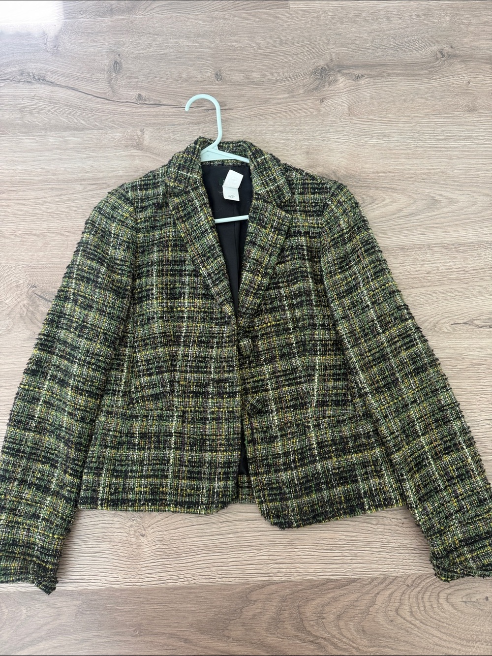 J Crew Tweed Green Plaid Women's Blazer Jacket